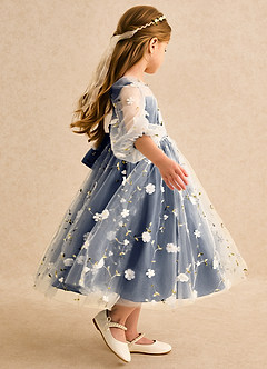 Azazie Elowen Flower Girl Dresses Dark Navy A-Line Sweetheart Neckline Lace Dress image6