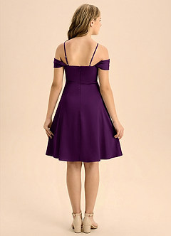 Azazie Anselie Junior Linia A Pofałdowany Satyna elastyczna Mini Młodsza druhna Sukienka image2