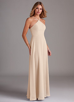 Azazie Bailey Brautjungfernkleider A-Linie Halter Seitenschlitz Chiffon Kleid Alabaster Weiß image6