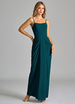 Azazie Anaïs Bridesmaid Dresses Pine Sheath Strapless Chiffon Dress image6