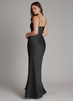 Azazie Ambra Bridesmaid Dresses Black Mermaid Pleated Stretch Satin Dress image7