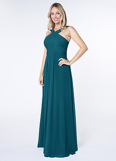 Azazie Kaleigh Bridesmaid Dresses Ink Blue A-Line Pleated Chiffon Dress image3