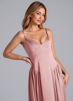 Azazie Kirby Final Sale Black A-Line Stretch Satin Dress image2