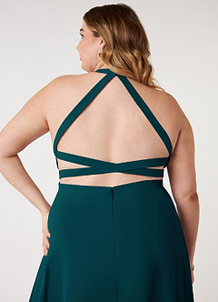Azazie Clarice Bridesmaid Dresses Pine A-Line Halter Chiffon Dress image10