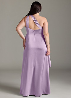 Azazie Maive Robes de demoiselle d'honneur Robe Fourreau en Satin extensible Rayé Frostiges Flieder image2