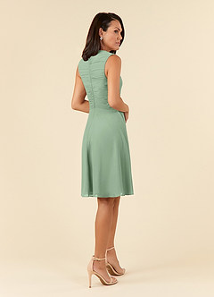 Azazie Theron 신부의 어머니 드레스 A라인 쉬폰 무릎 길이 드레스 image4