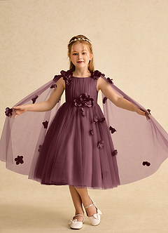 Azazie Staria Blumenmädchenkleider Ballkleid Gestreift Tüll Kleid Sangria image4