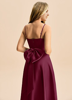 Azazie Rumi Junior Linia A Pofałdowany Satyna elastyczna Długość podłogi Młodsza druhna Sukienka image6