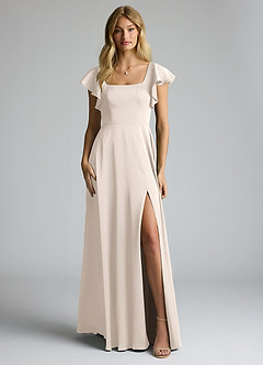 Azazie Bondi Bridesmaid Dresses White Alabaster A-Line Bow Stretch Satin Dress image5