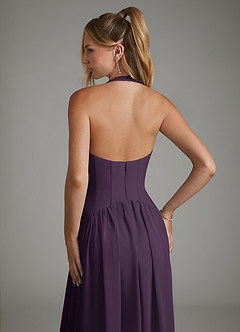 Azazie Alicia Bridesmaid Dresses Plum A-Line Pleated Chiffon Dress image2