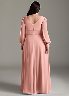 Azazie Sage Final Sale Cabernet A-Line Long Sleeve Chiffon Dress image7