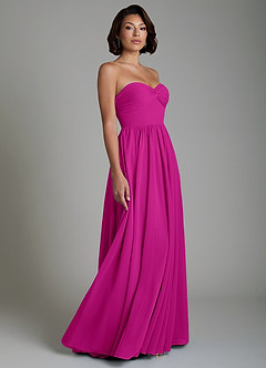 Azazie Petra Bridesmaid Dresses Fuchsia A-Line Corset Chiffon Dress image5