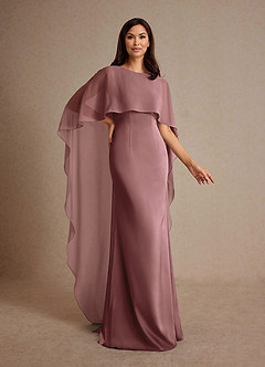 Azazie Milfred Mother of the Bride Dresses Vintage Mauve Sheath Boatneck Stretch Satin Dress image3