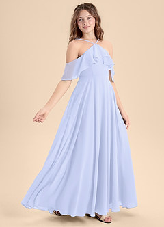 Azazie Tessabelle Junior Jurk van Chiffon met A-Lijn Off the Shoulder Lavendel image3