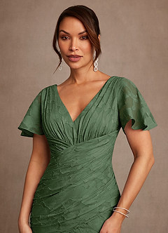 Azazie Jolene Mother of the Bride Dresses Eucalyptus Mermaid Pleated Floral Burnout Dress image5