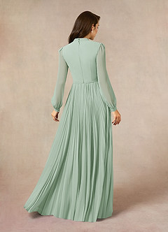 Azazie Adellah Mother of the Bride Dresses Agave A-Line Pleated Chiffon Dress image3