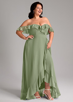 Azazie Lyra Bridesmaid Dresses Pistachio A-Line Chiffon Convertible Dress image14