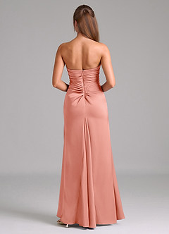 Azazie Lucille Bridesmaid Dresses Coral Mermaid Strapless Stretch Satin Convertible Dress image2