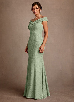Azazie Aberdeen Mother of the Bride Dresses Dusty Sage Sheath Pleated Floral Burnout Dress image4