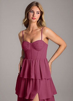 Azazie Alanna Bridesmaid Dresses Mulberry A-Line Sweetheart Neckline Chiffon Dress image2