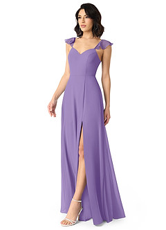 Azazie Everett Bridesmaid Dresses Tahiti A-Line V-neck Ruched Chiffon Dress image3