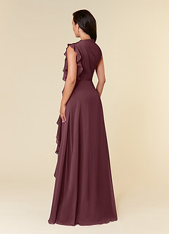Azazie Narine Mother of the Bride Dresses Sangria A-Line High Neckline Pleated Chiffon Dress image4