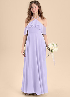 Azazie Tessabelle Junior Lilac A-Line Off the Shoulder Chiffon Dress image4