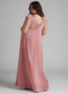 Azazie Allessia Maternity Bridesmaid Dresses A-Line Pleated Stretch Satin Floor-Length Dress image9