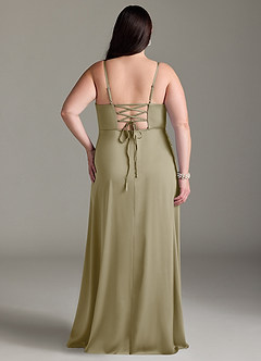 Azazie Marchella Bridesmaid Dresses Moss Green A-Line Corset Stretch Satin Dress image8
