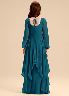 Azazie Clara Junior Abito A-Line in Chiffon Blusa Blu Inchiostro image2