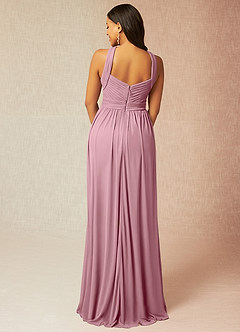 Azazie Hillian Bridesmaid Dresses Vintage Mauve A-Line Halter Pleated Mesh Dress image2
