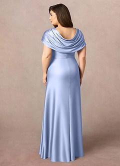 Azazie Branford Mother of the Bride Dresses Ice A-Line Pleated Stretch Satin Dress image10
