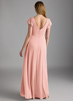 Azazie Omari Bridesmaid Dresses Rosette A-Line Mesh Dress image4