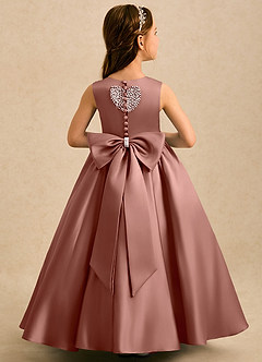 Azazie Heartsong Flower Girl Dresses Cedar Rose Ball-Gown Bow Matte Satin Dress image1