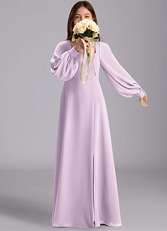 Azazie Bondi Junior Robe Trapèze en Mousseline de soie Blouson Frostiges Flieder image1