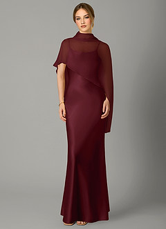 Azazie Jaleesa Bridesmaid Dresses Cabernet Sheath High Neck Stretch Satin Dress image1