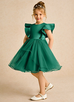 Azazie Chirp Robe Demoiselle D'honneur Fillette Robe Princesse en Tulle émeraude image5