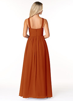 Azazie Elvira Bridesmaid Dresses Paprika A-Line Pleated Chiffon Dress image2