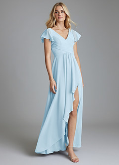 Azazie Omari Bridesmaid Dresses Sky Blue A-Line Chiffon Dress image1