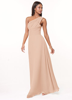 Azazie Ashley Bridesmaid Dresses English Rose A-Line Ruched Chiffon Dress image4