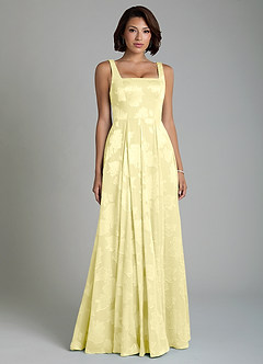 Azazie Persia Robes de demoiselle d'honneur Robe Trapèze en Jacquard floral dévoré Corset Sorbet Citron image5