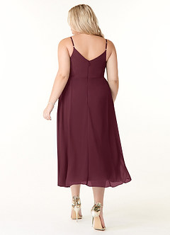 Azazie Clarissa Brautjungfernkleider A-Linie V-Hals Chiffon Kleid Cabernetrot image8