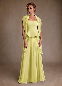 Azazie Josabeth Mother of the Bride Dresses Lemon Sorbet A-Line Pleated Chiffon Dress image4