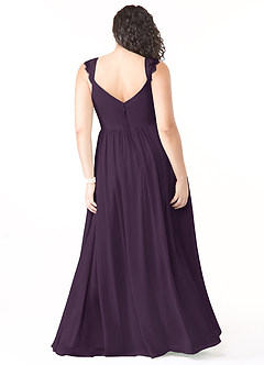 Azazie Cleobella Robes de demoiselle d'honneur Robe Trapèze en Mousseline de soie Dentelle en forme de cœur Prune image9