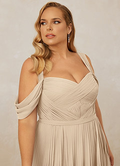 Christian Siriano Bridal for Azazie 1013 Bridesmaid Dresses Champagne A-Line Off the Shoulder Chiffon Dress image14