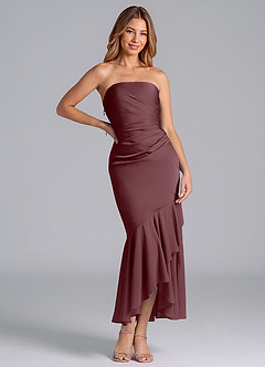 Azazie Danie Bridesmaid Dresses Sangria Sheath Strapless Chiffon Dress image3
