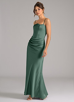Azazie Debby Bridesmaid Dresses Eucalyptus Mermaid Strapless Stretch Satin Convertible Dress image6