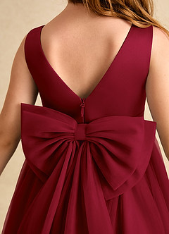 Azazie Winnie Flower Girl Dresses Burgundy Ball-Gown Bow Tulle Dress image7