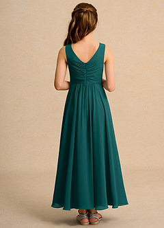 Azazie Ducky Junior Formal Sukienki dla dziewczynek sypiących kwiaty Linia A Pofałdowany Szyfon Długość kostki Sukienka image2