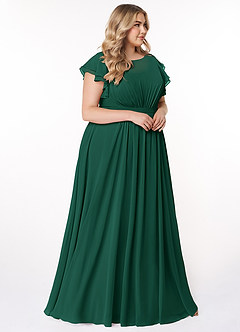 Azazie Daphne Modest Bridesmaid Dresses A-Line Ruffled Chiffon Floor-Length Dress image9